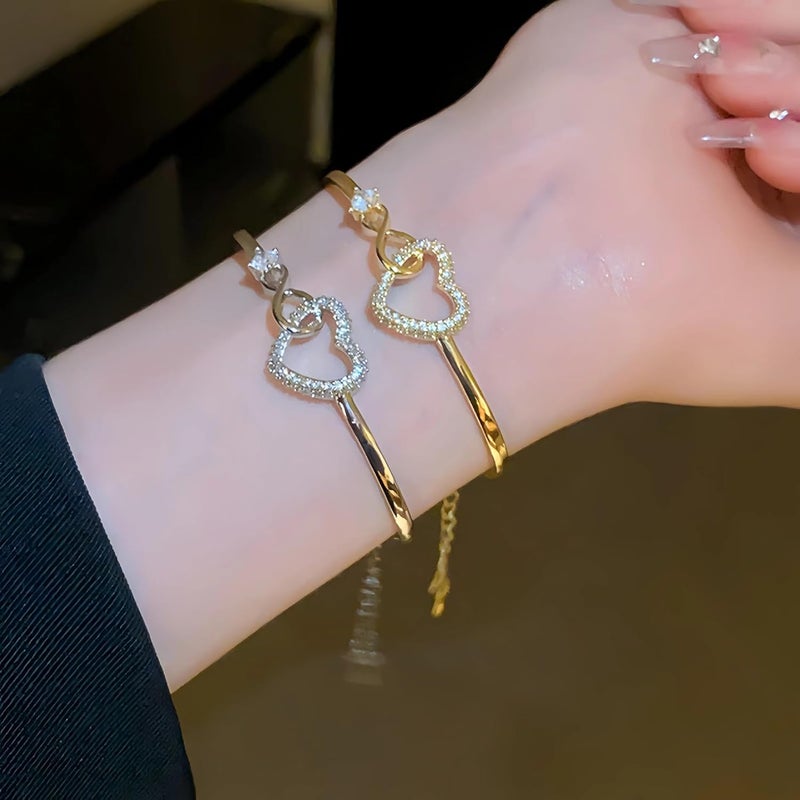 DivaGlamz To My Daughter Forever Connected Bracelet, Infinity Forever Love Heart Bracelets You Are Always In Mine From Mom Cubic Zirconia Adjustable Inspirational Gift Jewelry - Image 4
